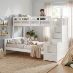 BUENO Solid Wood Trio Bunk Bed-White