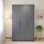 ROME 3 Door 2 Drawers Wardrobe-Walnut+Grey