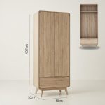 GALINA 2 Door 1 Drawer Wardrobe-Oak - Image 7