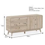 GALINA 3 Drawer 2 Door Sideboard-Oak - Image 5