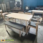 [Last Set] LEVANTE 6 Seater With Bench Dining Set-White Wash - Image 2