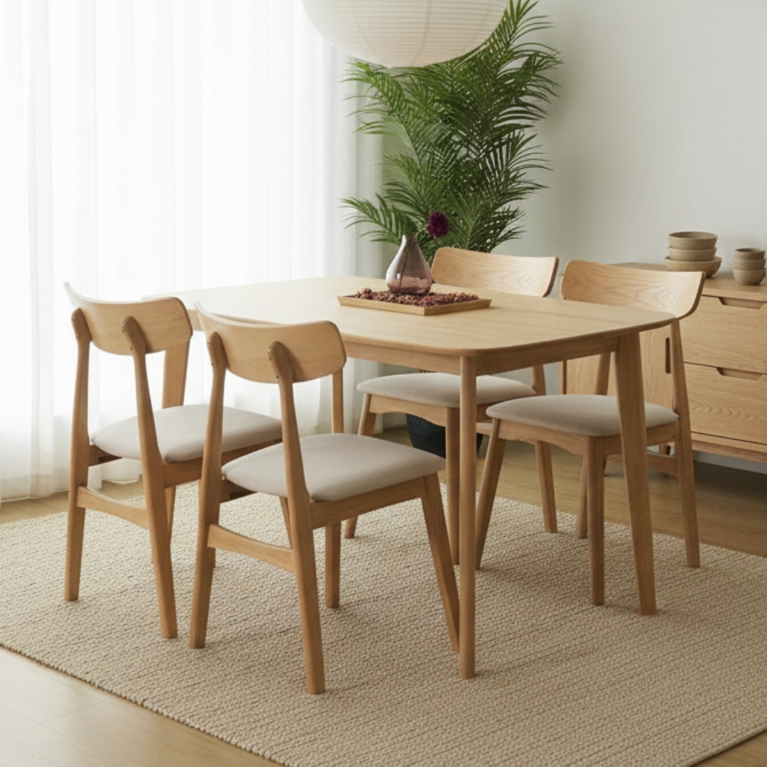 NAKASU 4S MAIN 2 NAKASU 4 Seater Dining Set-Oak - Image 1