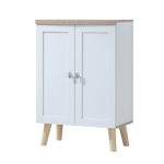 PALESA 2 Door Shoe Cabinet-White+Oak - Image 4