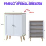 PALESA 2 Door Shoe Cabinet-White+Oak - Image 5