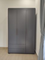 ROME 3 Door 2 Drawers Wardrobe-Walnut+Grey - Image 7