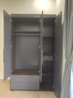 ROME 3 Door 2 Drawers Wardrobe-Walnut+Grey - Image 8