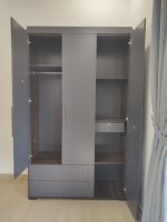 ROME 3 Door 2 Drawers Wardrobe-Walnut+Grey - Image 9