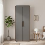 ROME 2 Door Wardrobe-Walnut+Grey
