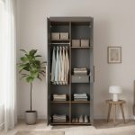ROME 2 Door Wardrobe-Walnut+Grey - Image 2