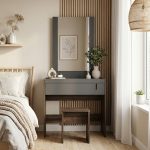 ROME Dressing Table With Stool-Walnut+Grey - Image 2