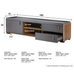 ROME 180CM TV Cabinet-Walnut+Grey - Image 6