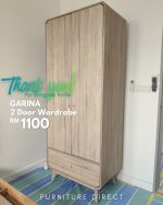 GALINA 2 Door 1 Drawer Wardrobe-Oak - Image 5