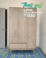GALINA 3 Door 1 Drawer Wardrobe-Oak - Image 6