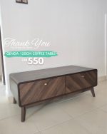 GENOA 120CM 2 Drawers Coffee Table-Walnut - Image 6