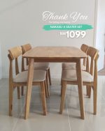 NAKASU 4 Seater Dining Set-Oak - Image 18