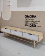 OMODA 180CM Full Solid Wood TV Cabinet-Natural+White - Image 5