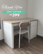 SUPRA 120CM Rounded Edges Study Desk-White+Maple - Image 10