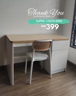 SUPRA 120CM Rounded Edges Study Desk-White+Maple - Image 9