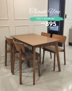 YUKI 4 Seater Dining Set-Light Walnut - Image 14