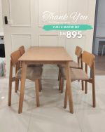 YUKI 4 Seater Dining Set-Light Walnut - Image 15