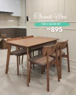 YUKI 4 Seater Dining Set-Light Walnut - Image 16