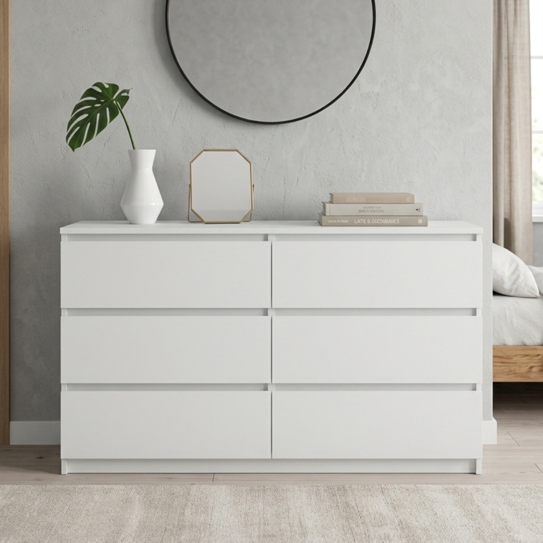 VESTA 6D WHITE MAIN VESTA Premium Grade 6 Drawer Chest-White - Image 1