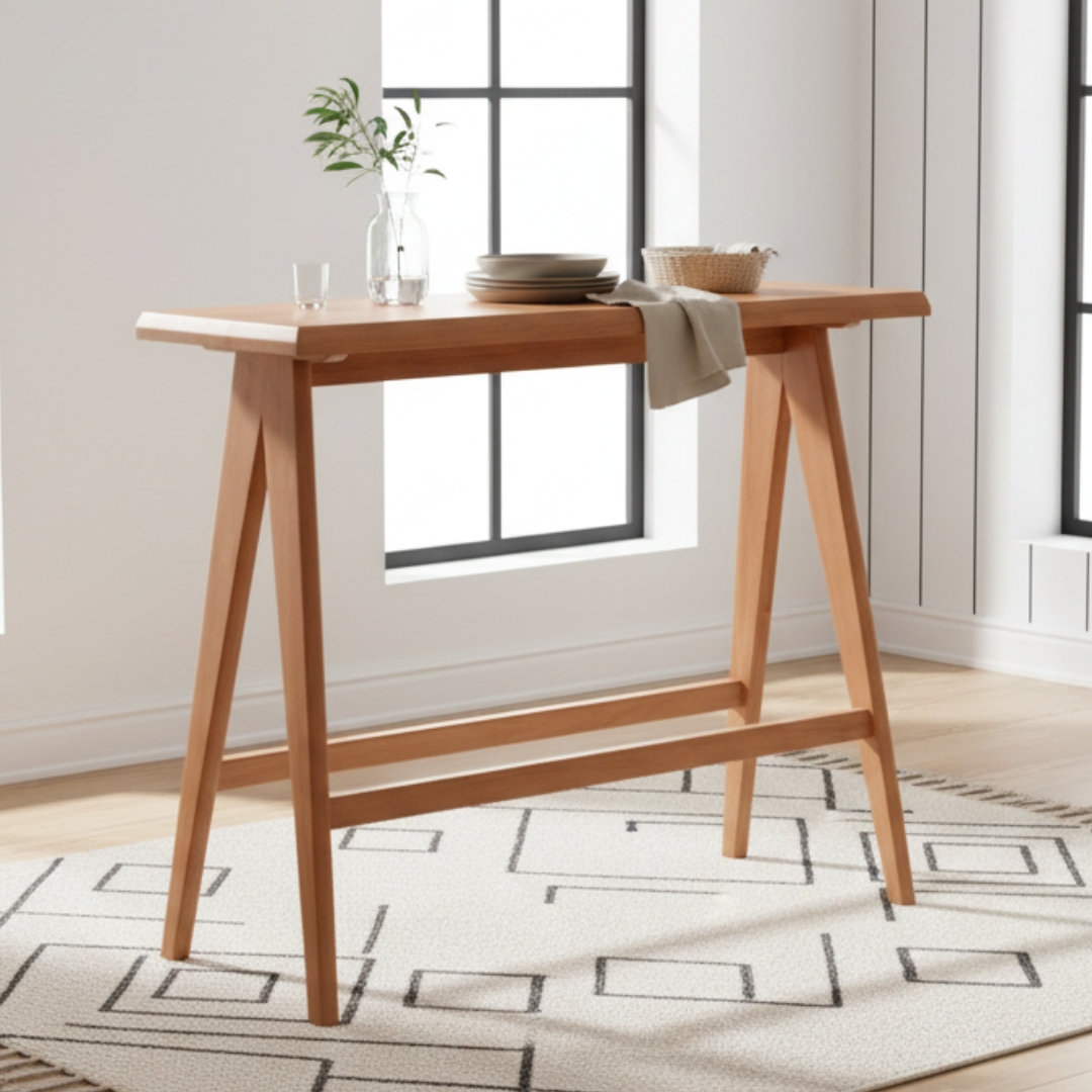 VIENA BAR TABLE MAIN VIENA 100cm Wooden Bar Table-Light Walnut - Image 1