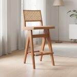 VIENA 27" Natural Rattan Bar Chair-Light Walnut