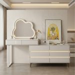 DORTE LED Mirror Expandable Dressing Table-White - Image 2