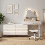 DORTE LED Mirror Expandable Dressing Table Set