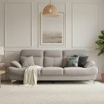 TESSA 3 Seater Pet Friendly Fabric Sofa-Stone - Image 2