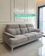 TESSA 3 Seater Pet Friendly Fabric Sofa-Stone - Image 15