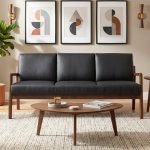 MENDO Solid Wood Frame Sofa-Black PU