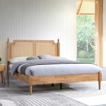 PRATO Solid Wood Queen Rattan Bed Frame-Light Walnut - Image 2