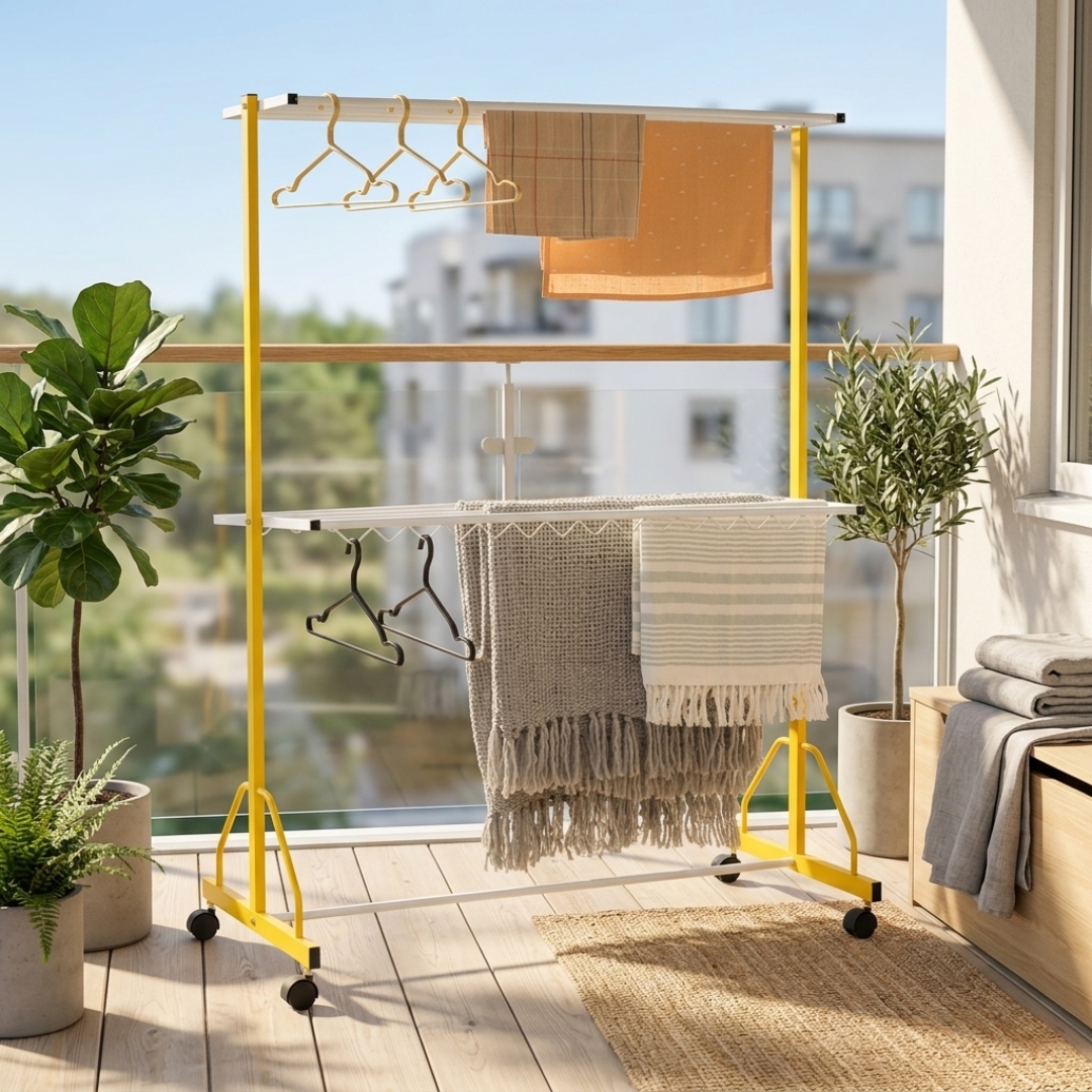 575003 MIRYA-3 MIRYA Cloth Hanger Towel Drying Hanger-Yellow - Image 1