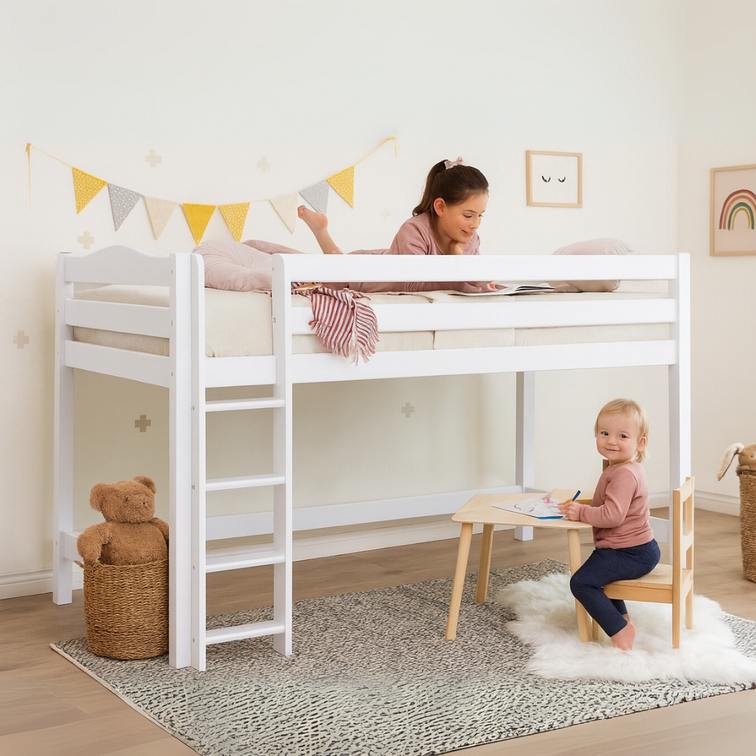 NANCY MIDSLEEPER MAIN NANCY Solid Wood Mid Sleeper Bed-White - Image 1