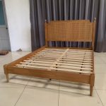 PRATO Solid Wood Queen Rattan Bed Frame-Light Walnut - Image 4