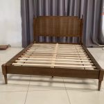 PRATO Solid Wood Queen Rattan Bed Frame-Walnut - Image 3