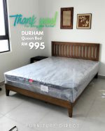 DURHAM Solid Wood Queen Bed Frame-Walnut - Image 2