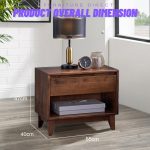 ANNAKA Full Solid Wood Bedside Table-Walnut - Image 2