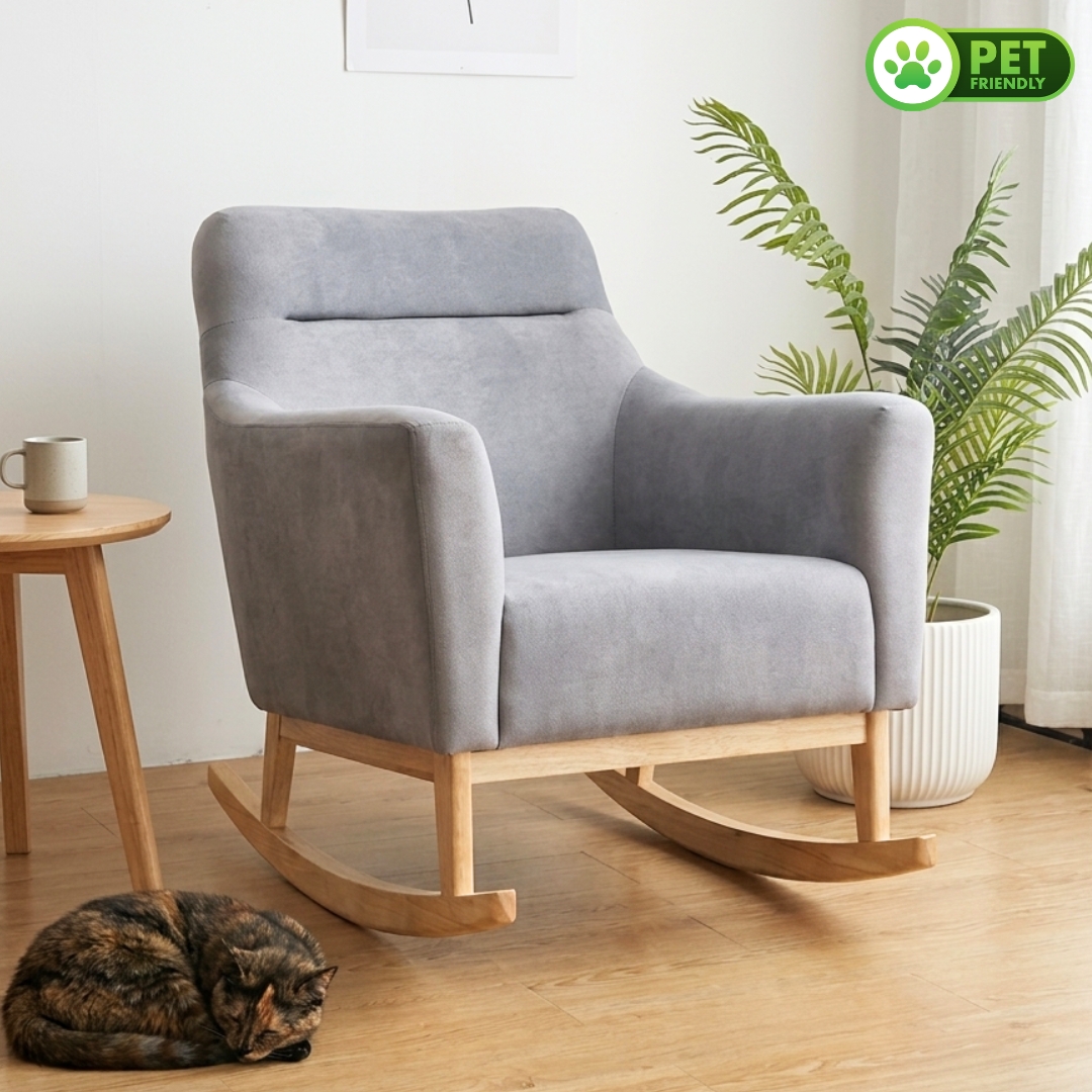 BURTON GREY 26-1 BURTON Pet Friendly Rocking Chair-Grey - Image 1
