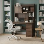ALBION 120cm Study Desk With Hutch-Walnut - Image 2