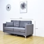 ASPRA 3 Seater Pet Friendly Sofa-Grey - Image 9