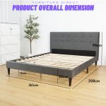 EBONY Queen Size Bed Frame-Dark Grey - Image 5