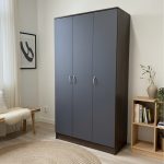 ELENIE 3 Door Soft Closing Wardrobe-Walnut+Grey - Image 2