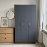 ELENIE 3 Door Soft Closing Wardrobe-Walnut+Grey