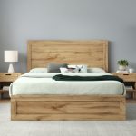 KALMAL Queen Size Bed Frame-Wotan Oak