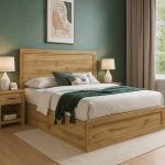 KALMAL Queen Size Bed Frame-Wotan Oak - Image 2