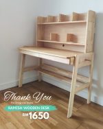 RAMISH Solid Wood Study Desk-Natural - Image 4