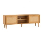 DESSER 150cm Rattan Door TV Cabinet-Oak - Image 4